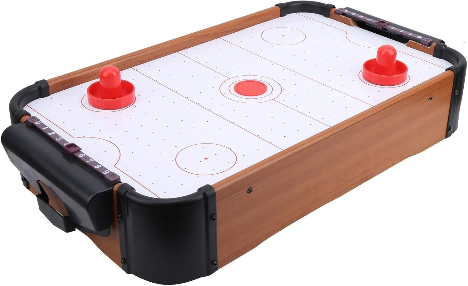 Portable Tabletop Air Hockey Game Wooden Battery Powered Family Fun