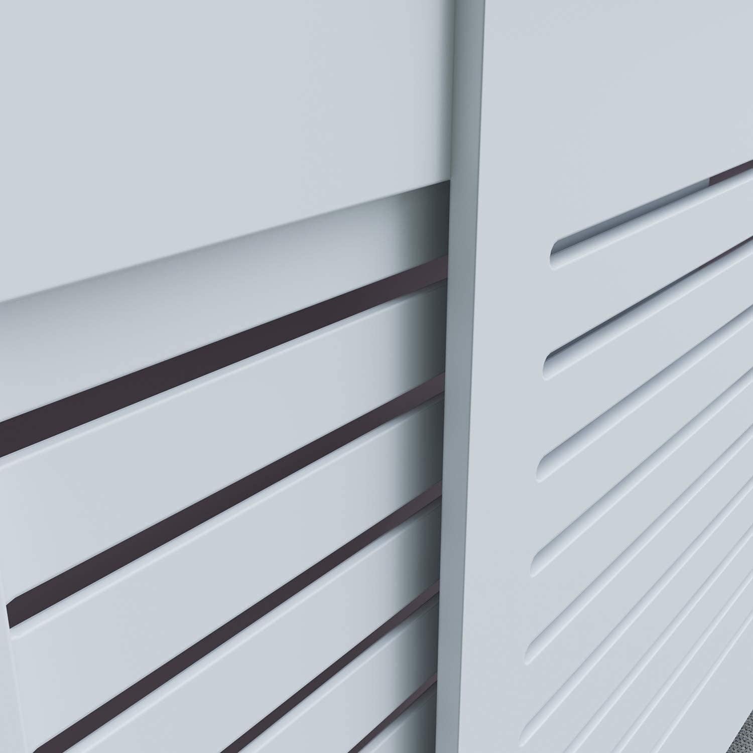 White Adjustable Radiator Cover Cabinet | MDF Horizontal Slat Shelf