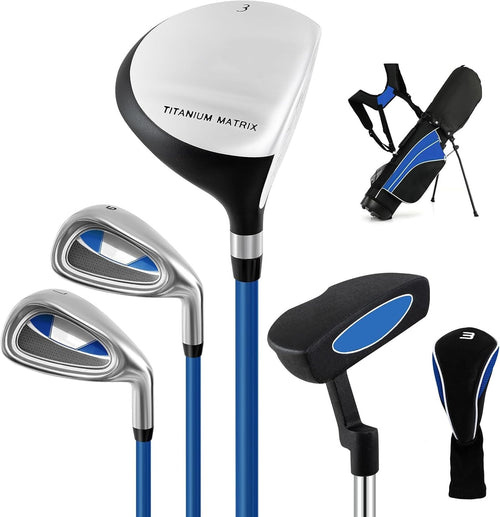 Junior Golf Club Set Right Hand Kids Fairway Irons Putter Stand Bag