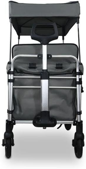 Grey XL 4-Seater All-Terrain Folding Kids Wagon with Canopy & Safety Belts