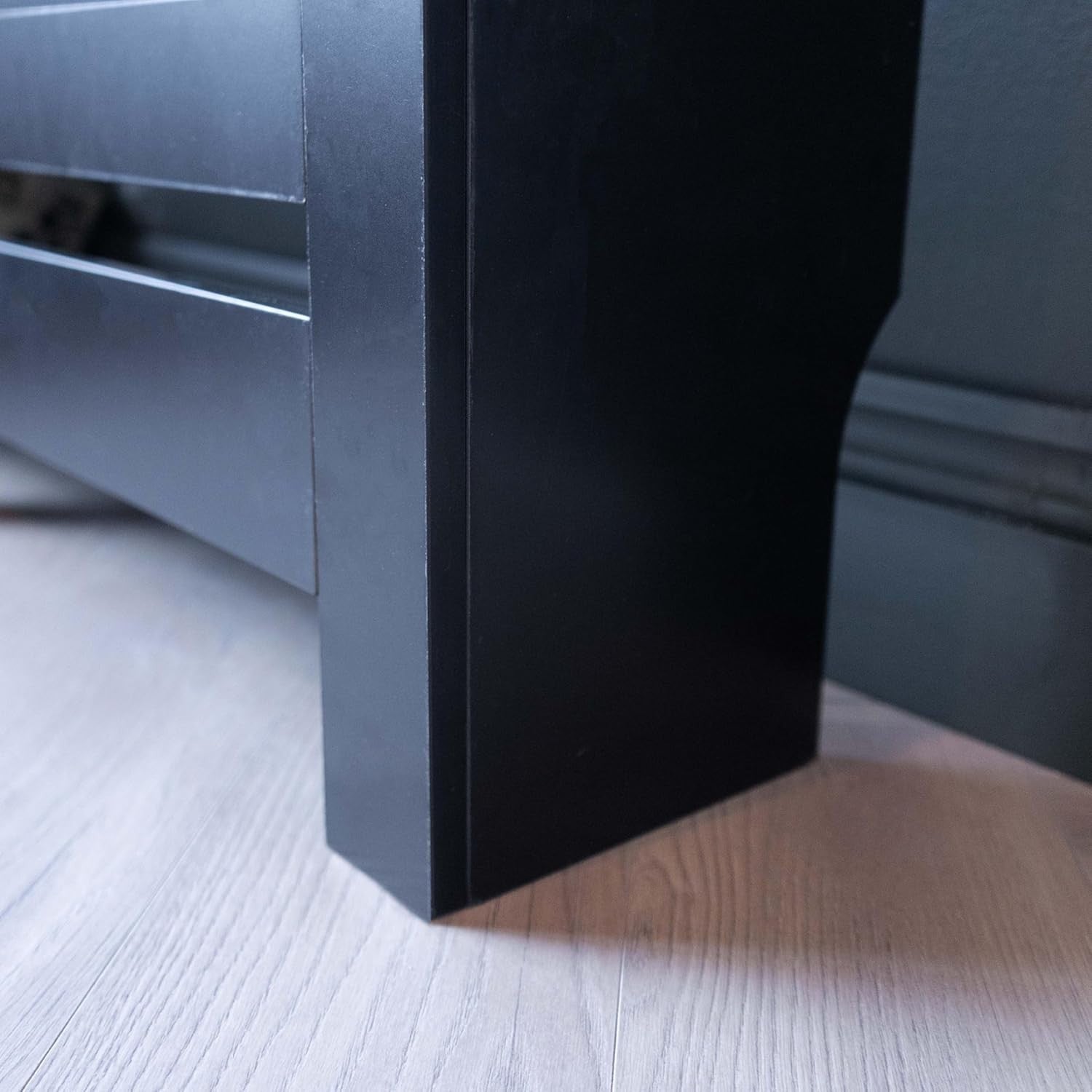 Large Black Radiator Cover with Drawers Diamond Slat W152xH96cm