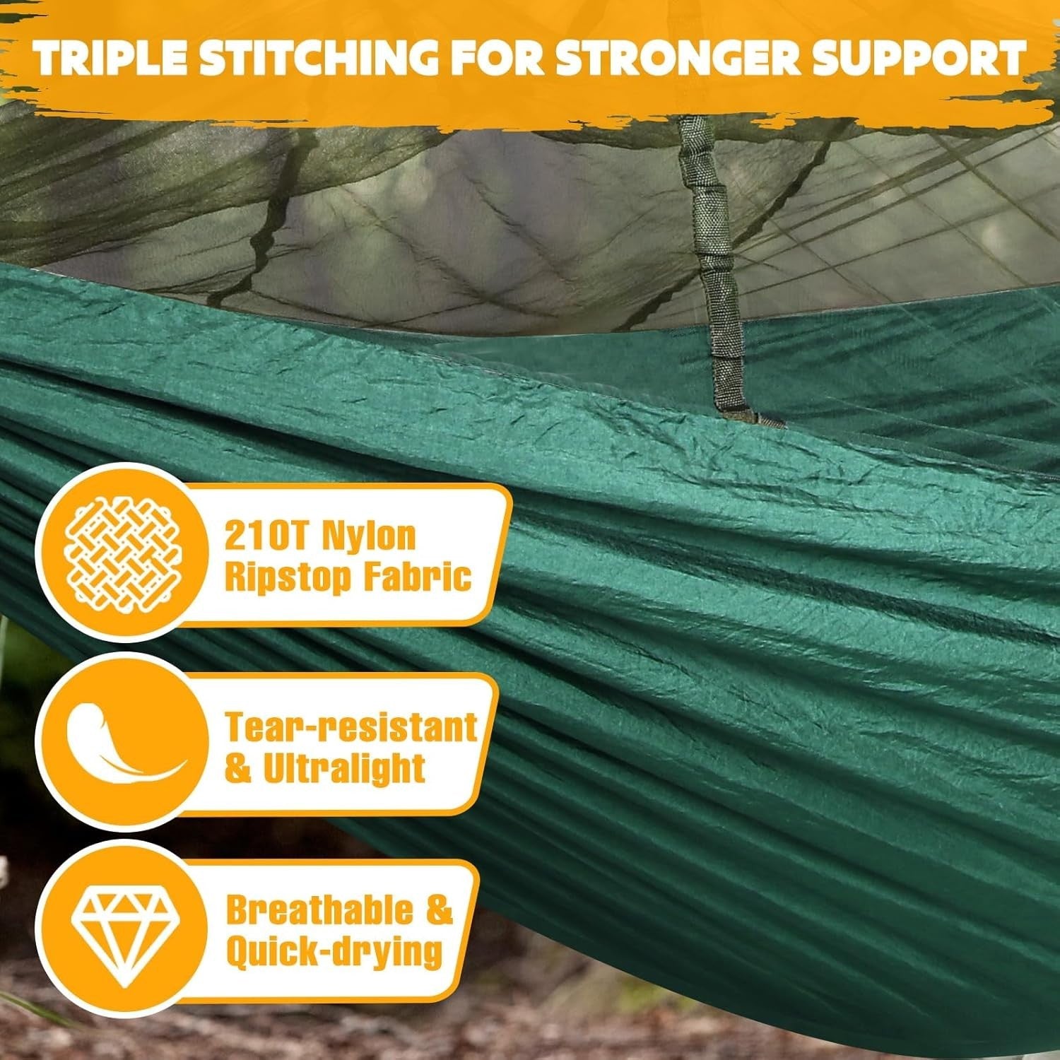 Camping Hammock with Mosquito Net 300kg, Load 275x140cm, Lightweight Outdoor