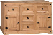 Large Pine Sideboard Cabinet 2 Doors 5 Drawers Storage Dining Room Furniture