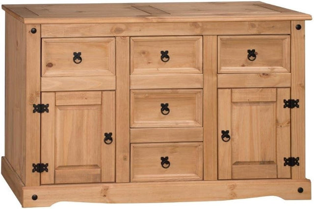 Large Pine Sideboard Cabinet 2 Doors 5 Drawers Storage Dining Room Furniture