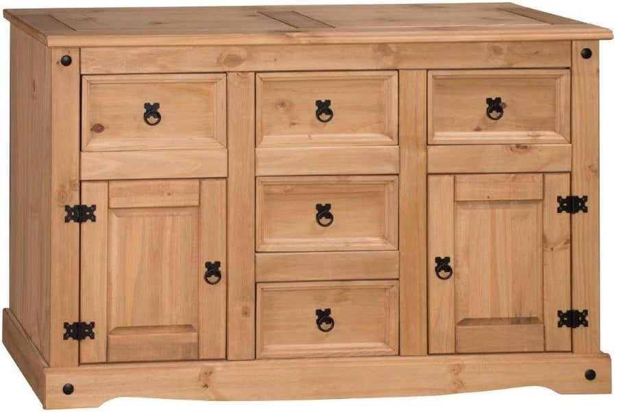 Large Pine Sideboard Cabinet 2 Doors 5 Drawers Storage Dining Room Furniture
