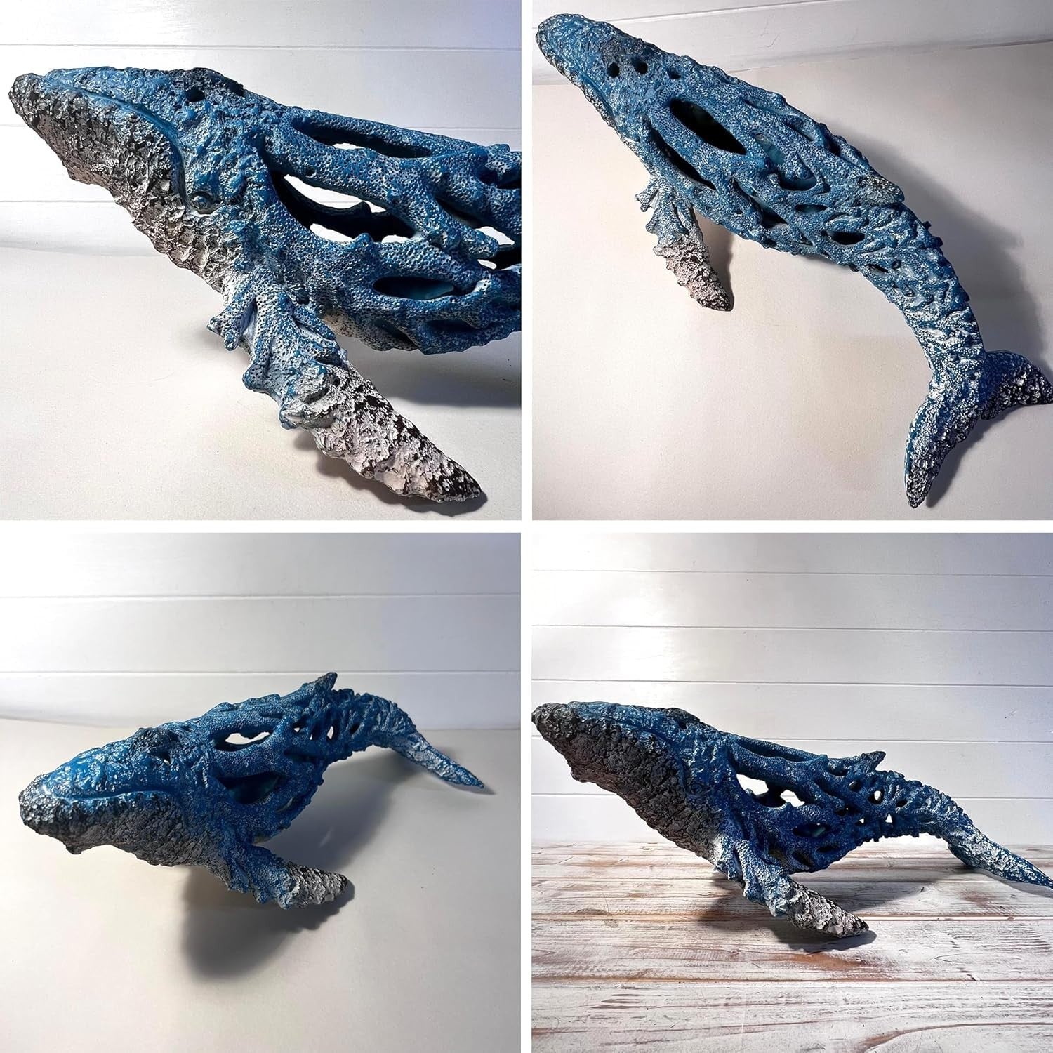 Large Hand-Painted Humpback Whale Ornament 46cm | Nautical Ocean Decor Resin Art