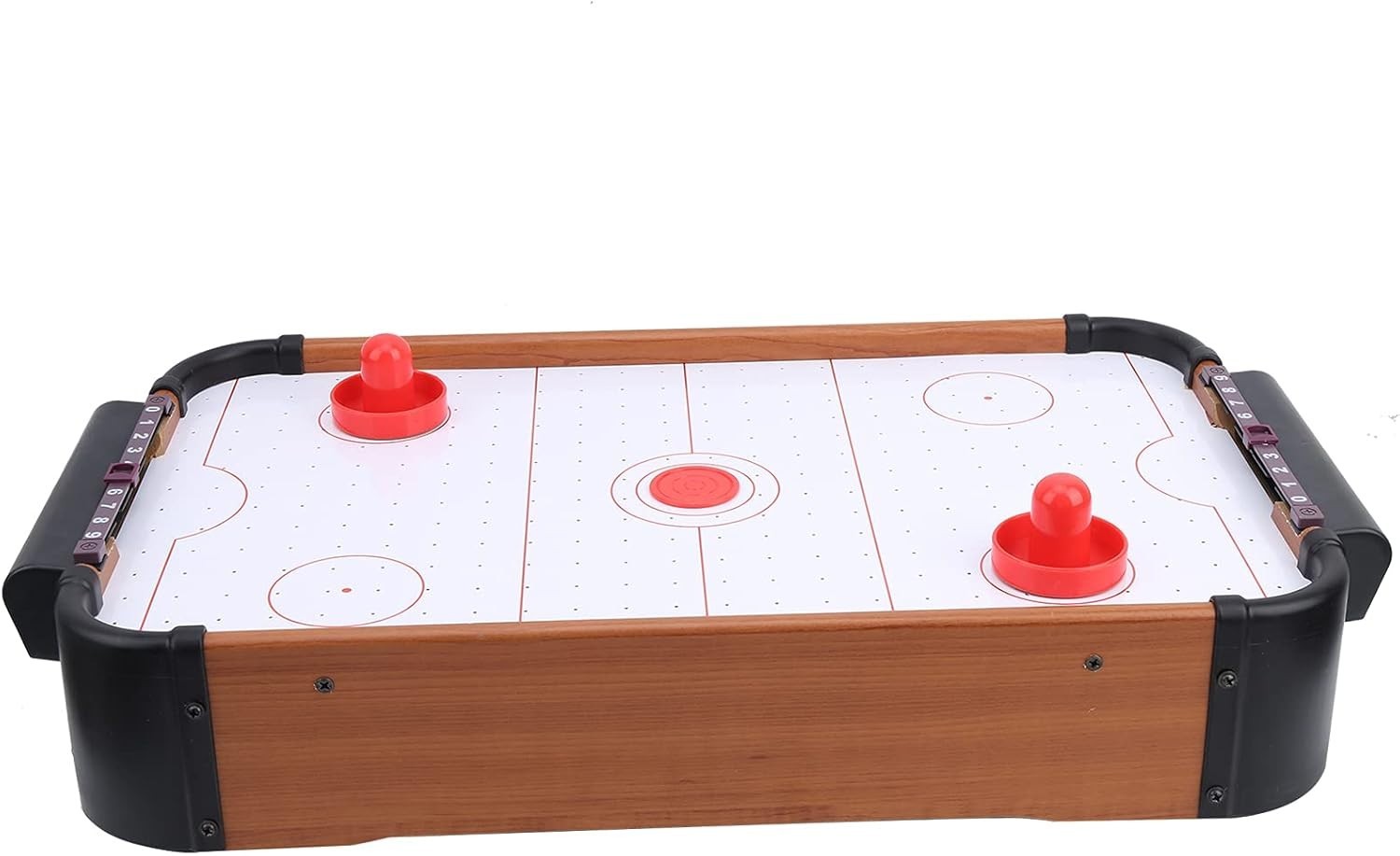 Portable Wooden Tabletop Air Hockey Game Battery Powered Family Fun