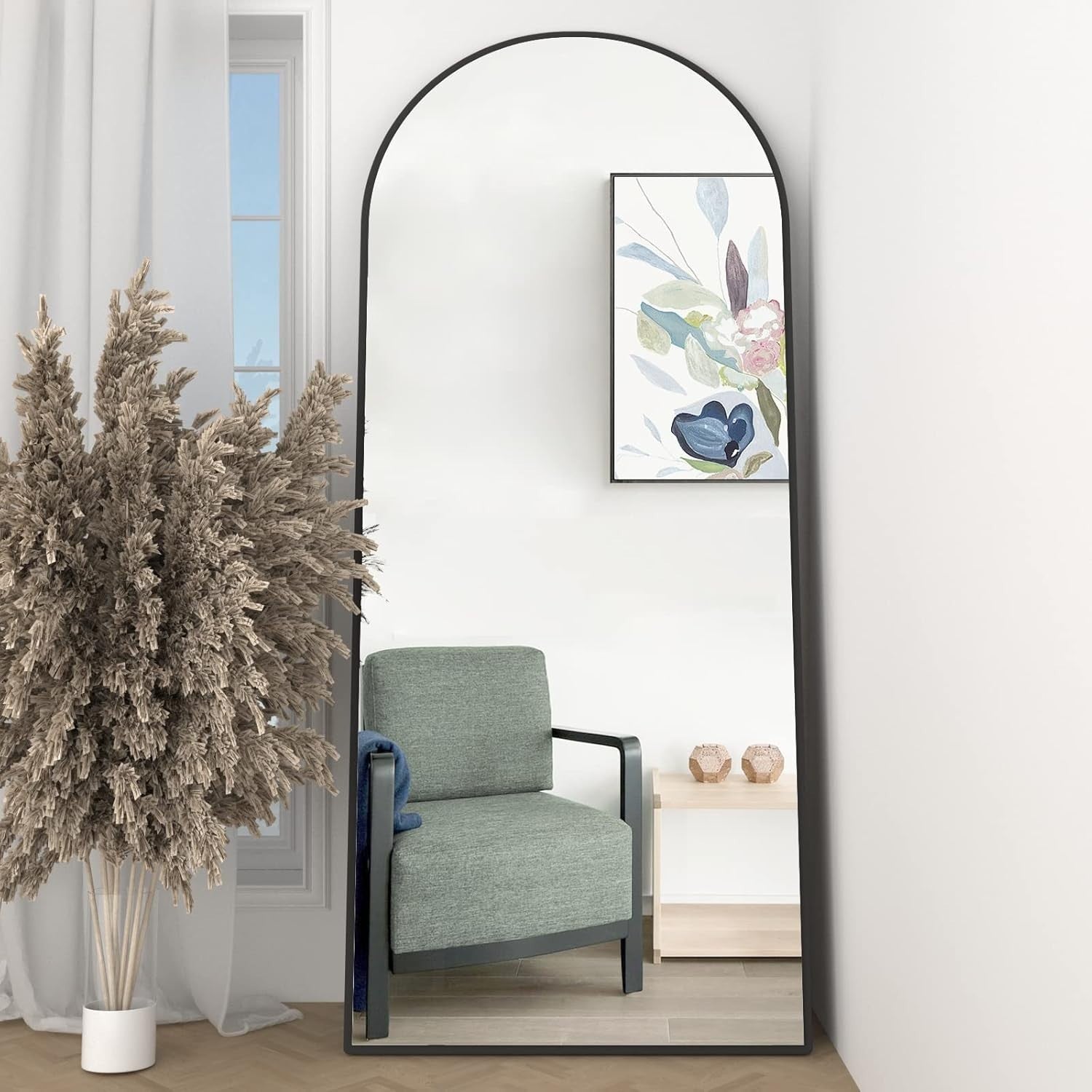 Arched Full Length Mirror 165x60cm Black Wall Leaning Standing Bedroom