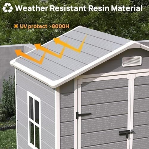 Outdoor 6x4.5ft Resin Storage Shed Lockable Garden Tool & Bike Box