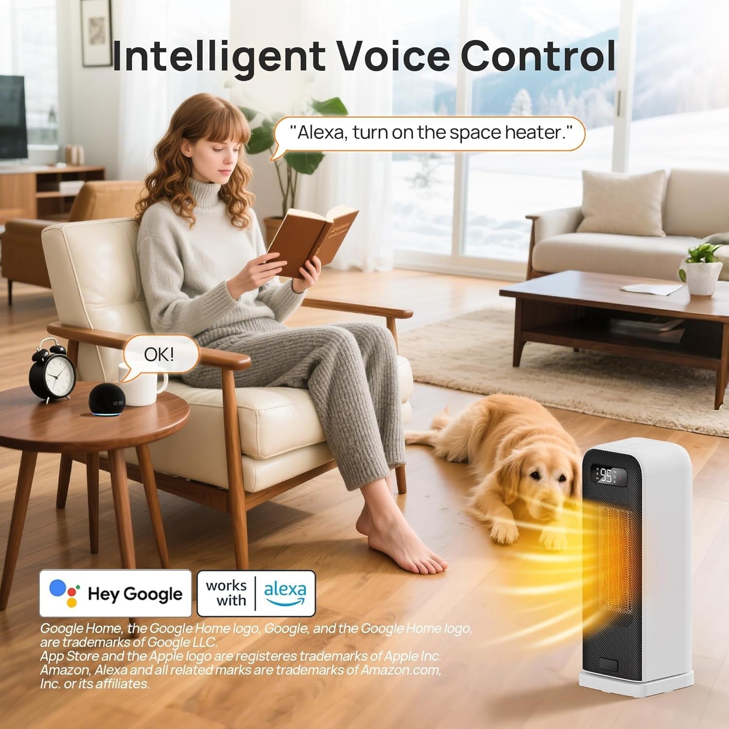 1500W Smart Tower Heater WiFi Voice Control Energy Efficient Heater