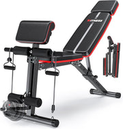 Multi-Function Foldable Workout Bench 770lb With Leg Extension Curl Pad