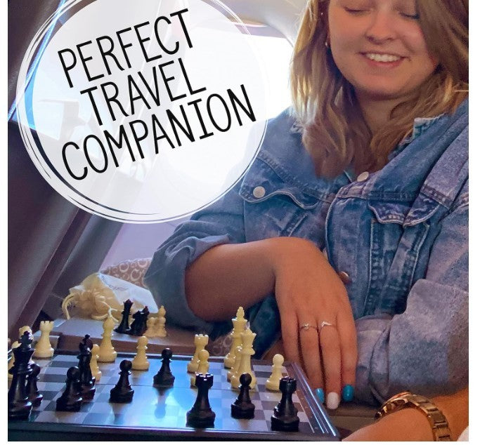 Magnetic Travel Chess Set | Folding Board with Storage | Portable Classic Chess