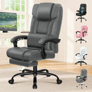 Executive Ergonomic Office Chair Reclining Boss Desk Seat PU Leather Footrest 18