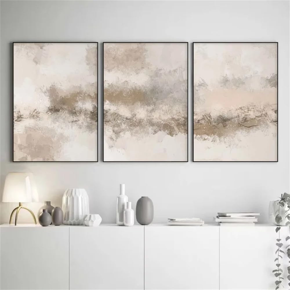 3‑Piece Beige Abstract Minimalist Art Prints 40×50 cm Wall Decor