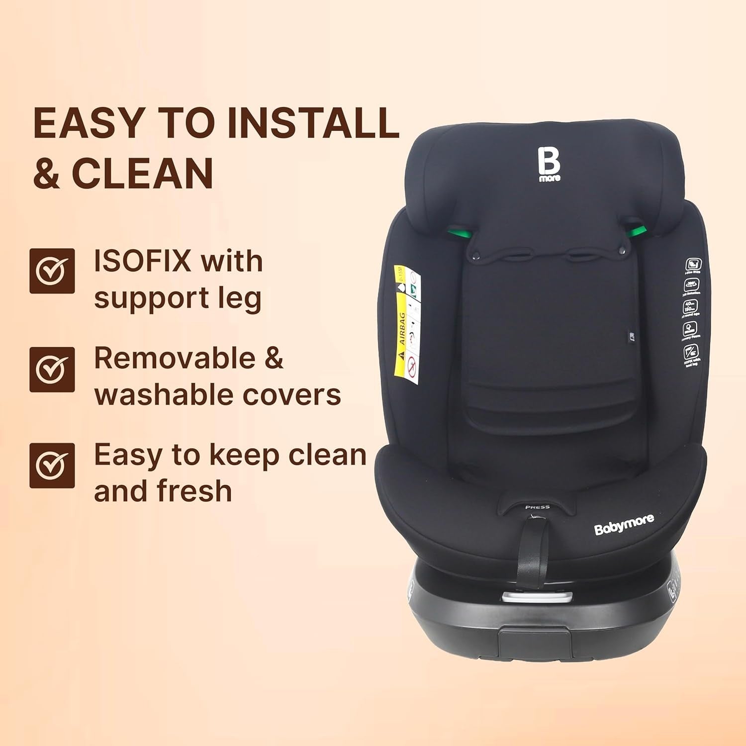 360° Swivel i-Size Baby Car Seat ISOFIX 0–12 Years Rear & Forward Facing