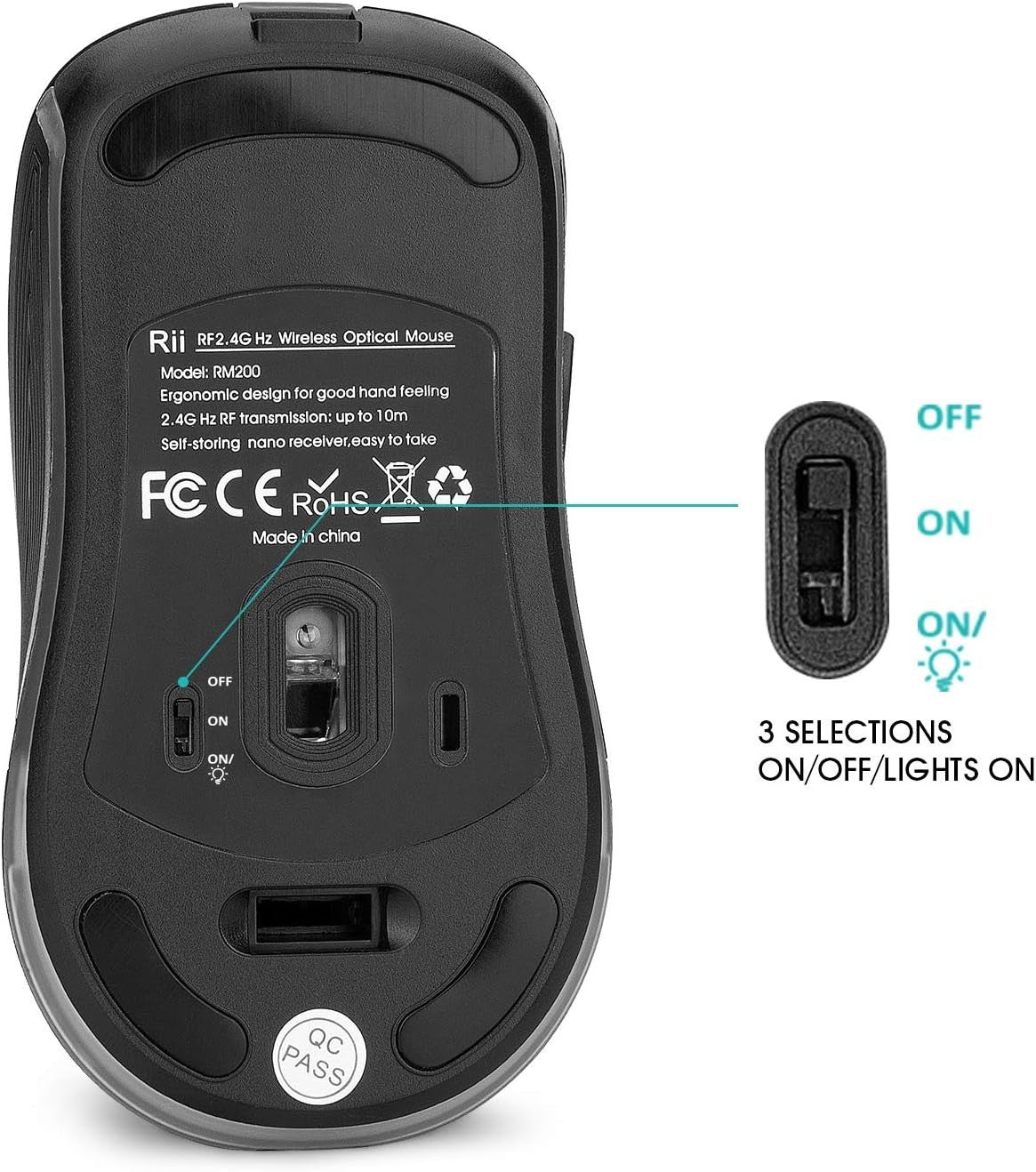 Wireless Gaming Mouse RGB Rechargeable 1600 DPI 2.4G USB Silent PC Laptop