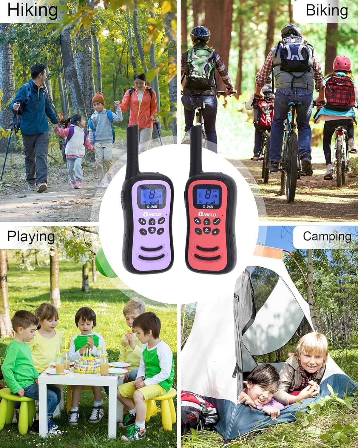 Kids Rechargeable Walkie Talkies 3 Pack 8 Channel VOX Flashlight Radio