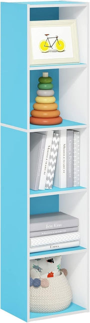 5 Cube Bookcase Storage Open Shelf Compact Design Organizer Bookshelf Blue