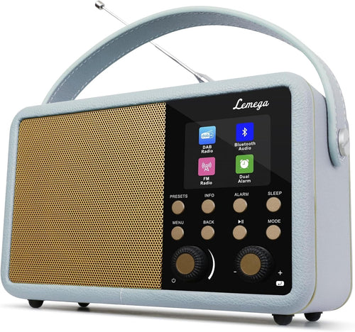 Premium DAB+ Digital Radio Bluetooth Alarm Clock 60 Presets Blue