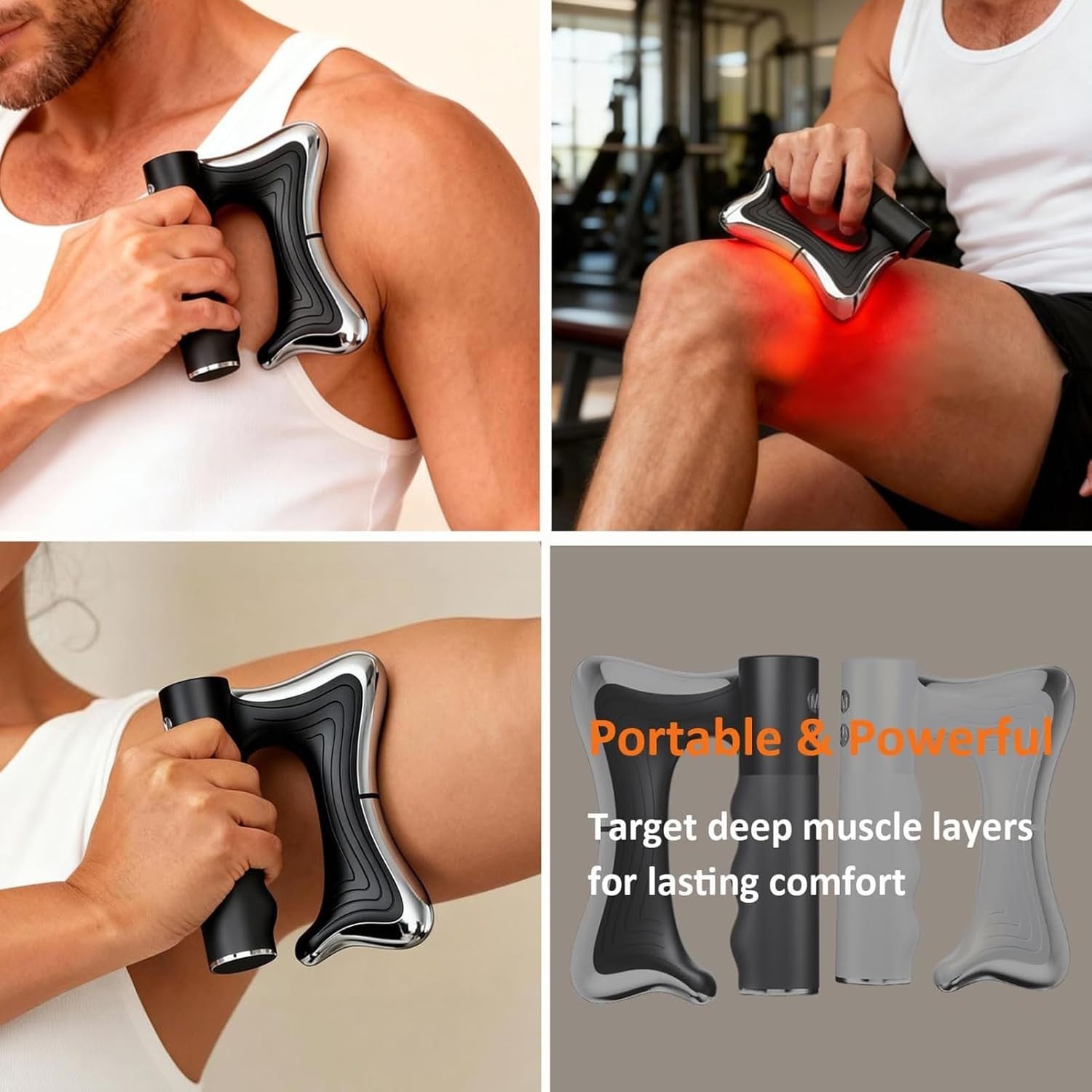 Heated Deep Tissue Massage Gun Neck Back Muscle Relief EMS Vibration Tool