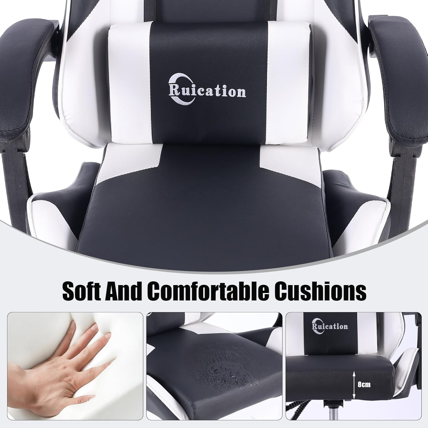 Ergonomic Gaming Chair Reclining Office Desk Chair Lumbar Support White