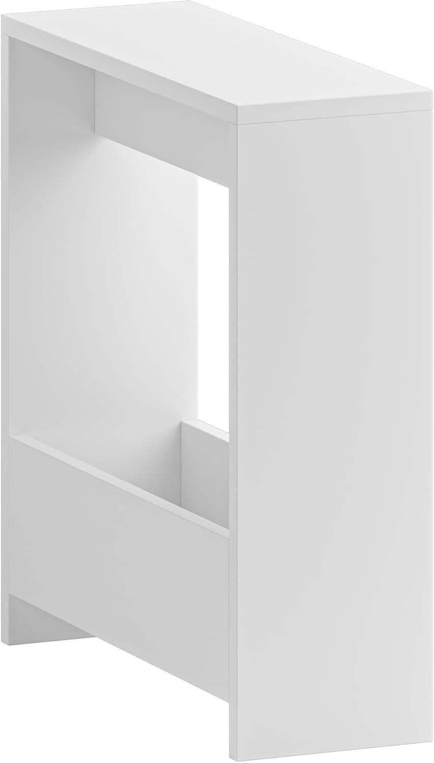 White Side Table with Magazine Rack – Compact Storage & Stylish Design