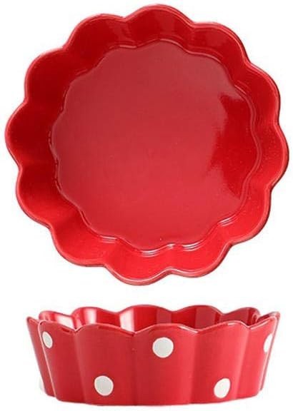 2 Pcs Red Ceramic Bowls Microwave Safe Fruit Dessert Salad Baking