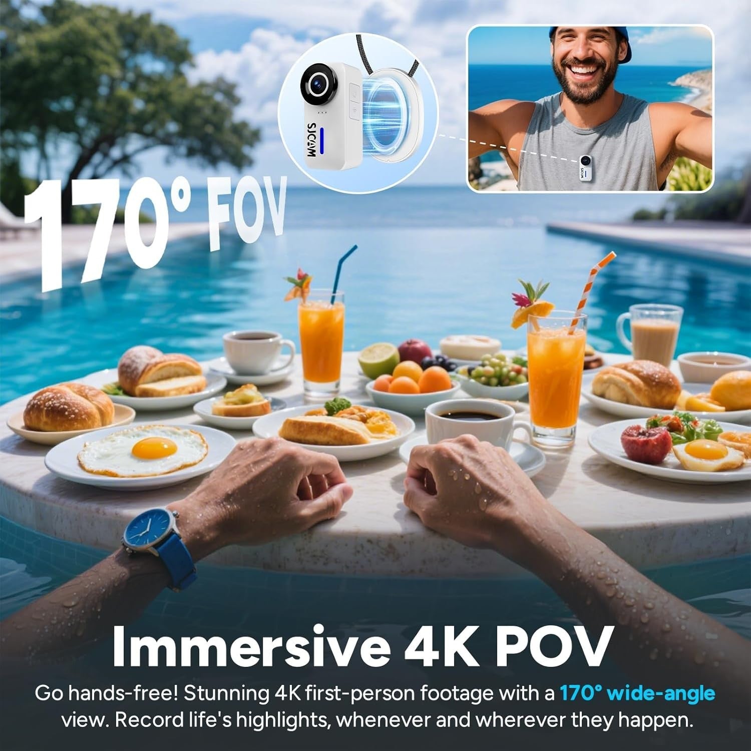 4K Mini Body Camera 170° Waterproof POV Action Cam 64GB White