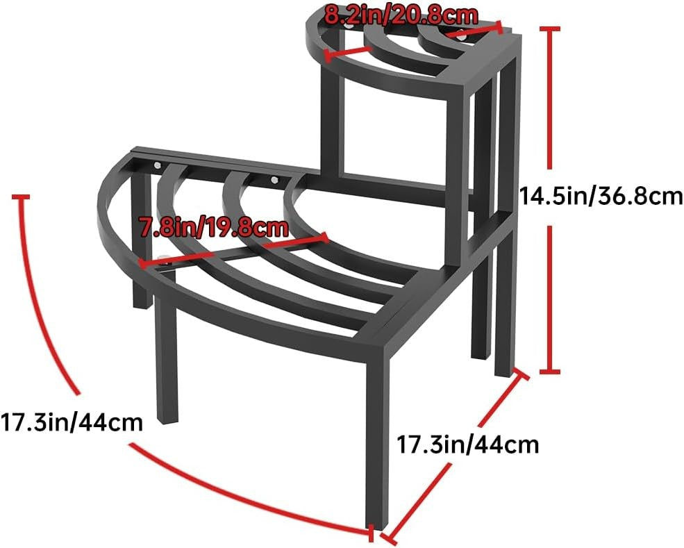 2 Tier Aluminum Plant Stand Black Corner Flower Pot Display Shelf Indoor Outdoor