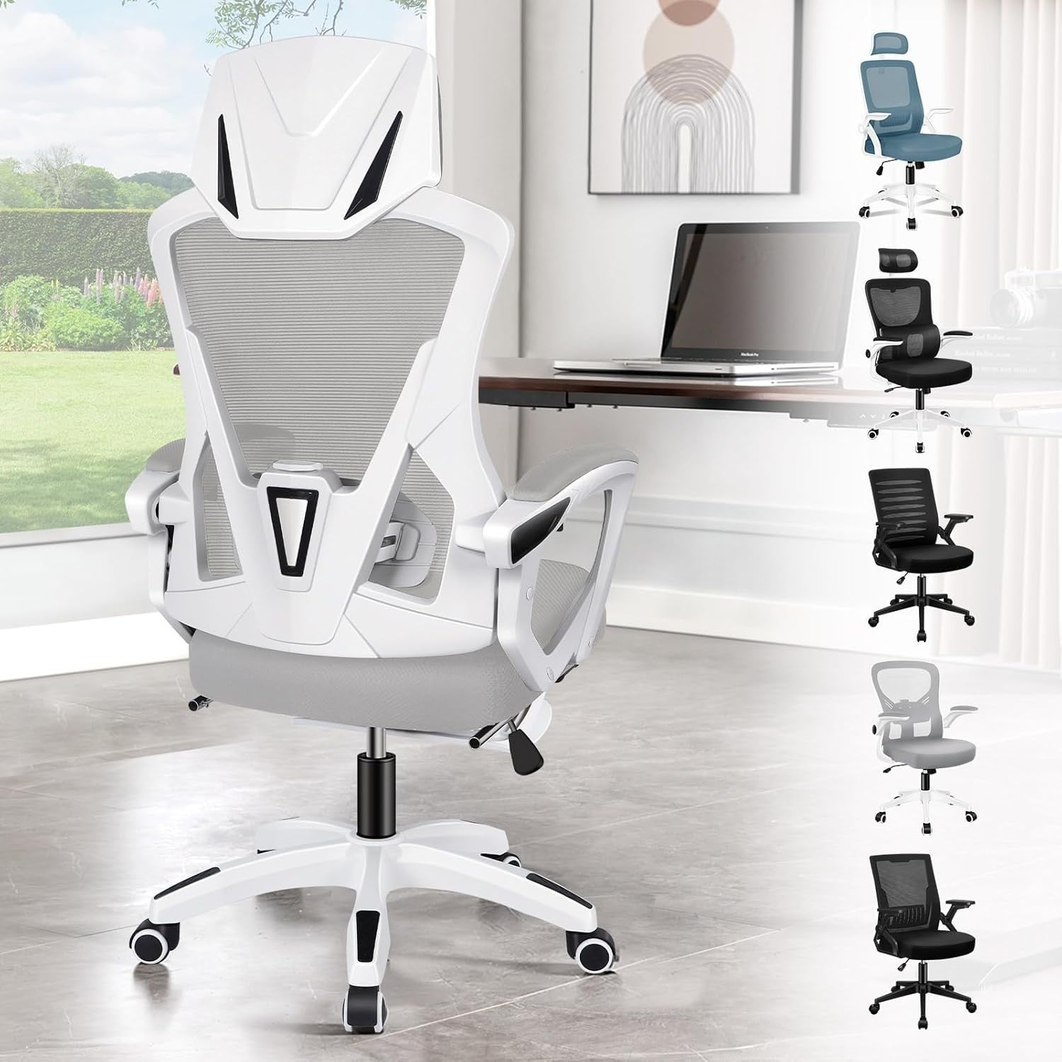 Ergonomic Office Chair High Back Mesh Reclining Gaming Desk Seat Grey 180kg Max