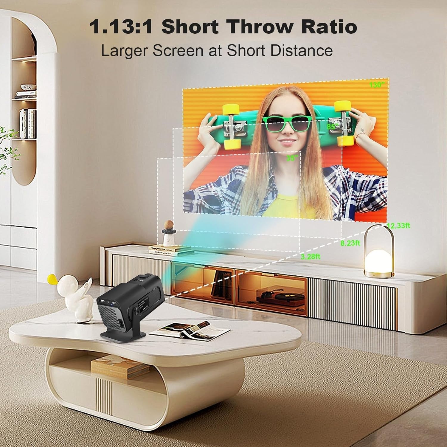 Android Mini Projector WiFi 6 Bluetooth 4K Ready 180° Rotating HD