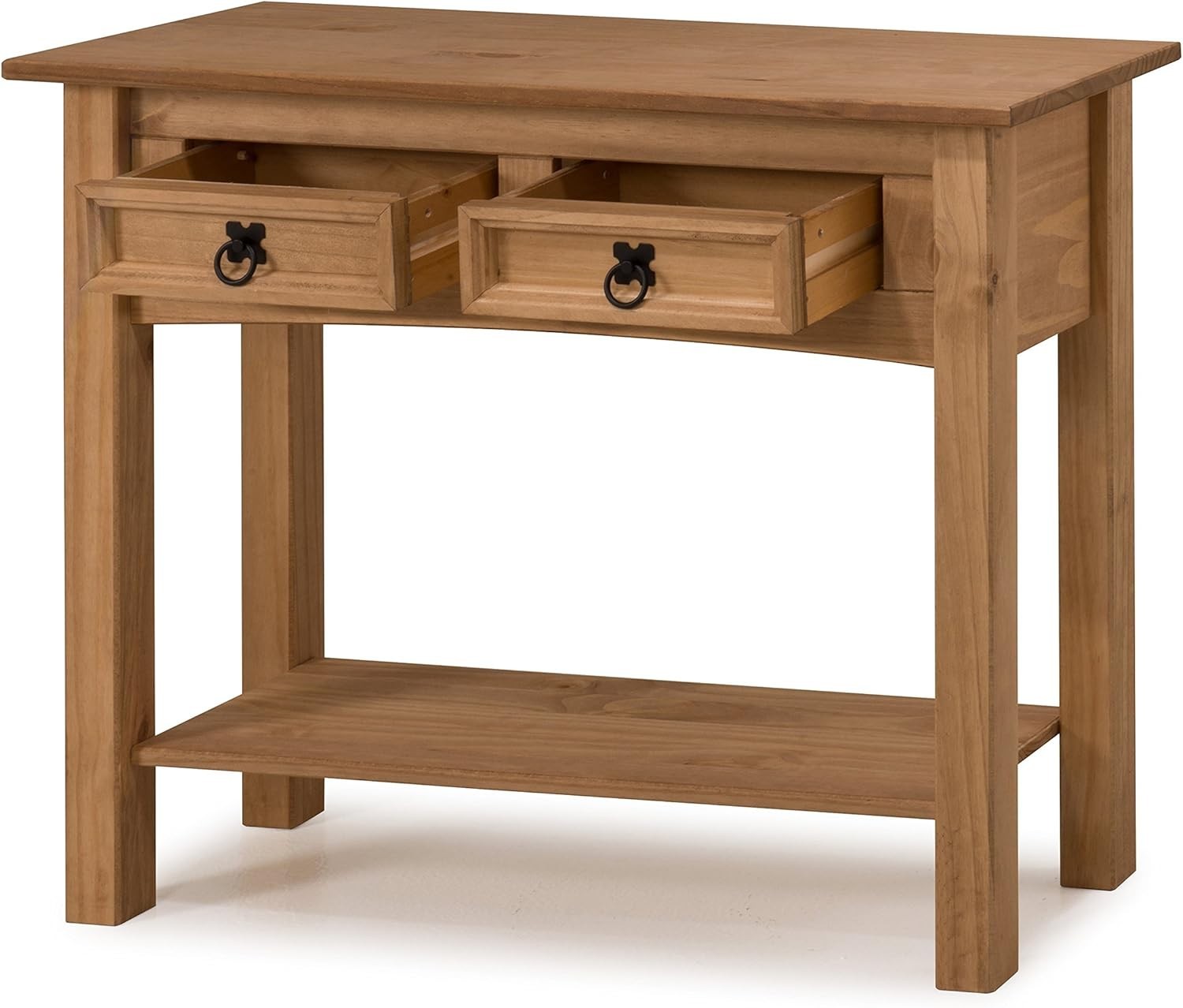 Rustic Pine Console Table with 2 Drawers – Storage for Hallway or Living Room