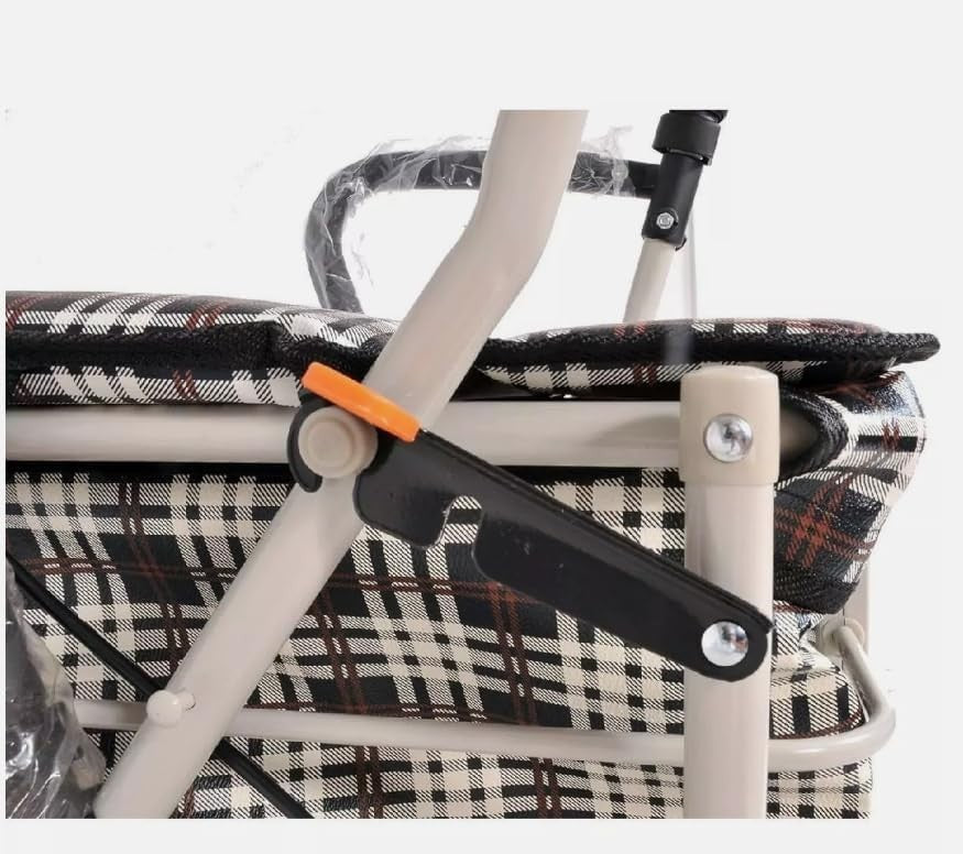 6-Wheel Foldable Sit & Go Shopping Trolley with Seat & Adjustable Handle