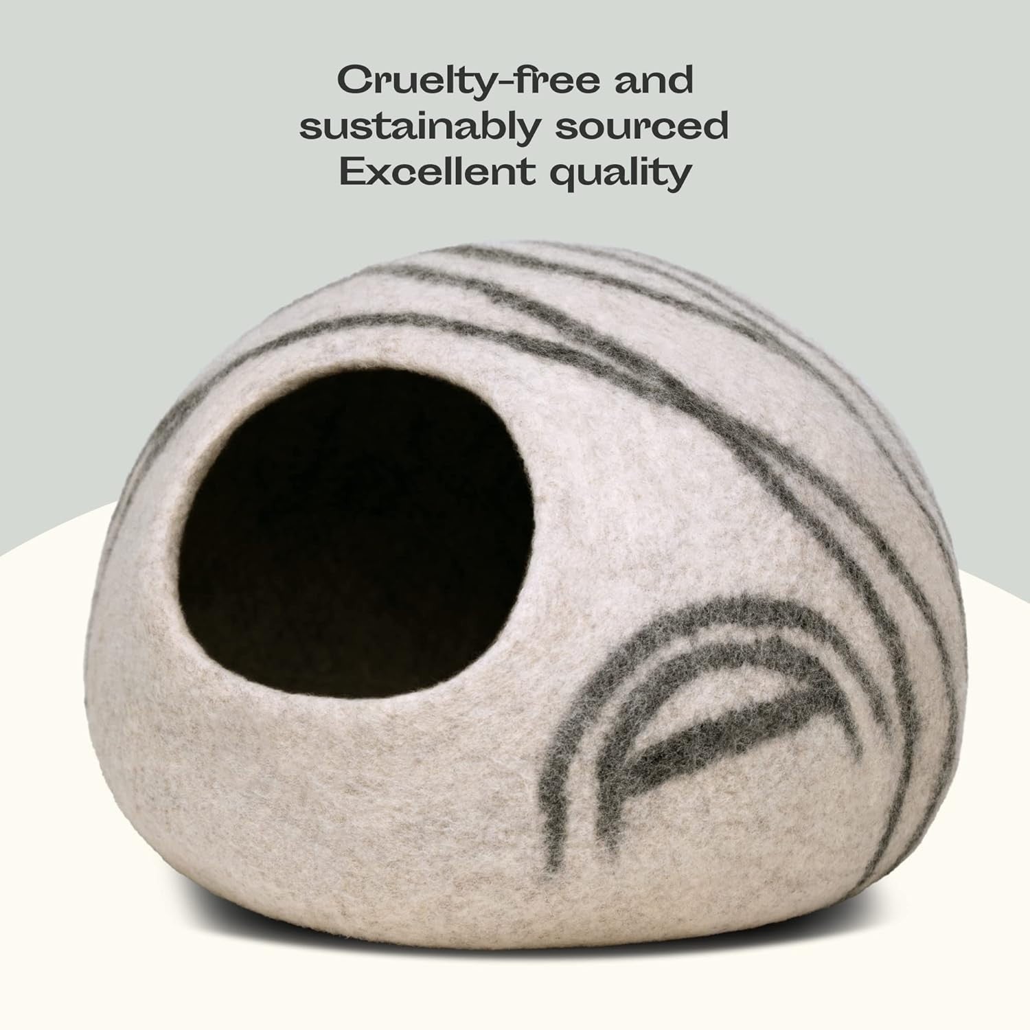 Felt Cat Cave Bed Handmade Merino Wool Indoor Cat House Medium