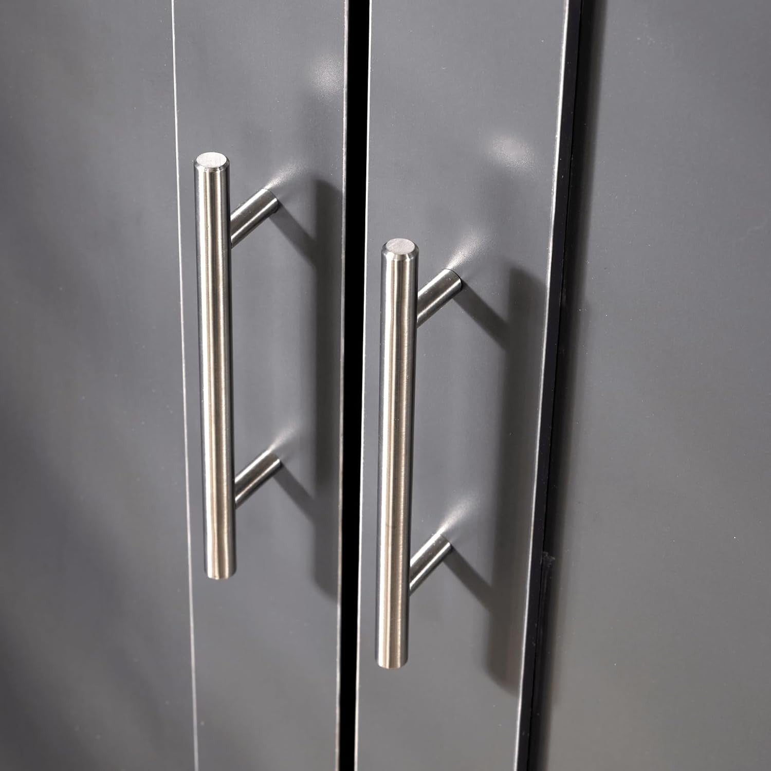 2 Door Dark Grey Wardrobe with Hanging Rail & Deep Storage Shelf