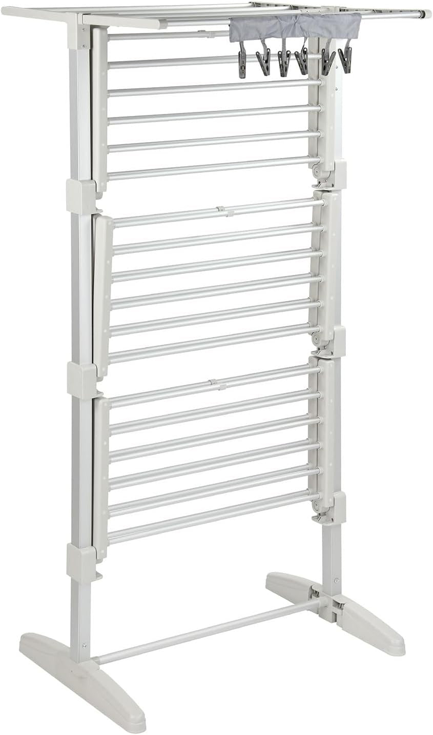 4 Tier Heated Clothes Airer Electric Indoor Drying Rack 36 Rails Timer 330W
