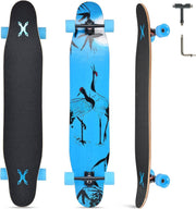 46" Longboard Skateboard Complete 8-Layer Maple Wood Deck Perfect for Teens & Ad
