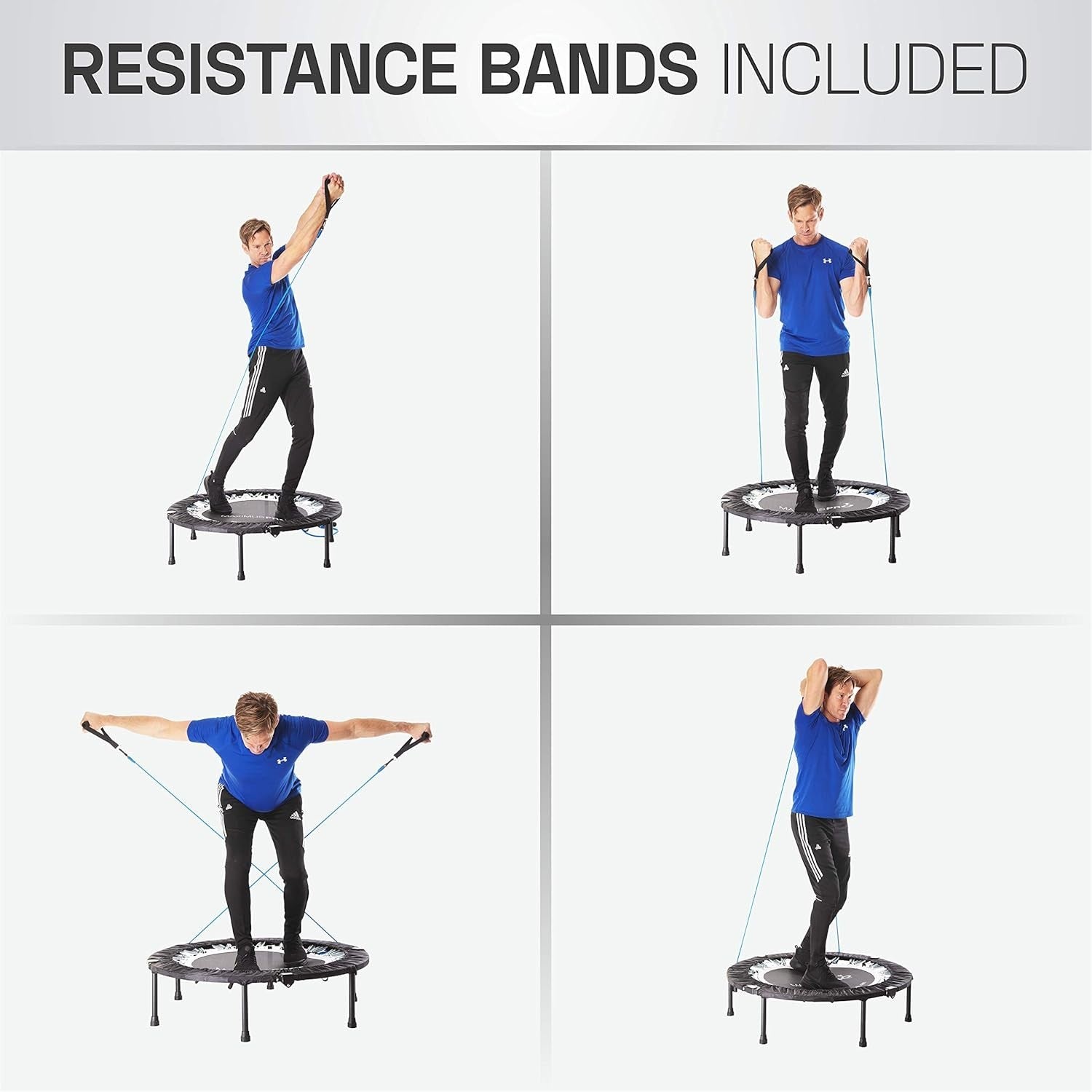 40in Folding Fitness Rebounder Trampoline Handlebar Kit 140kg