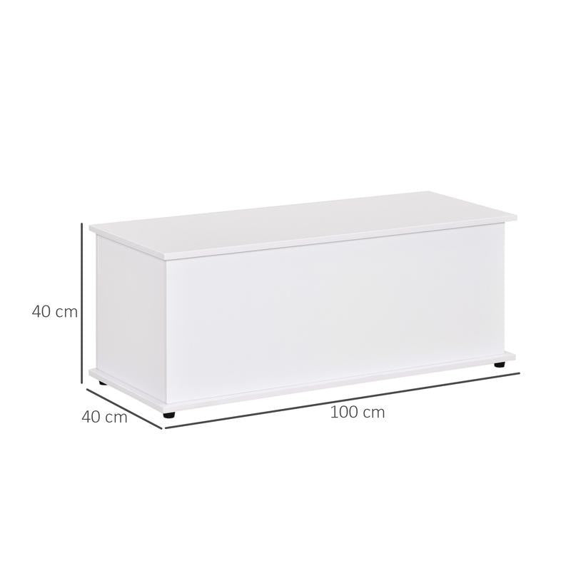 White Storage Bench Box Ottoman Chest Toy Trunk Seat 100cm Wooden Lid