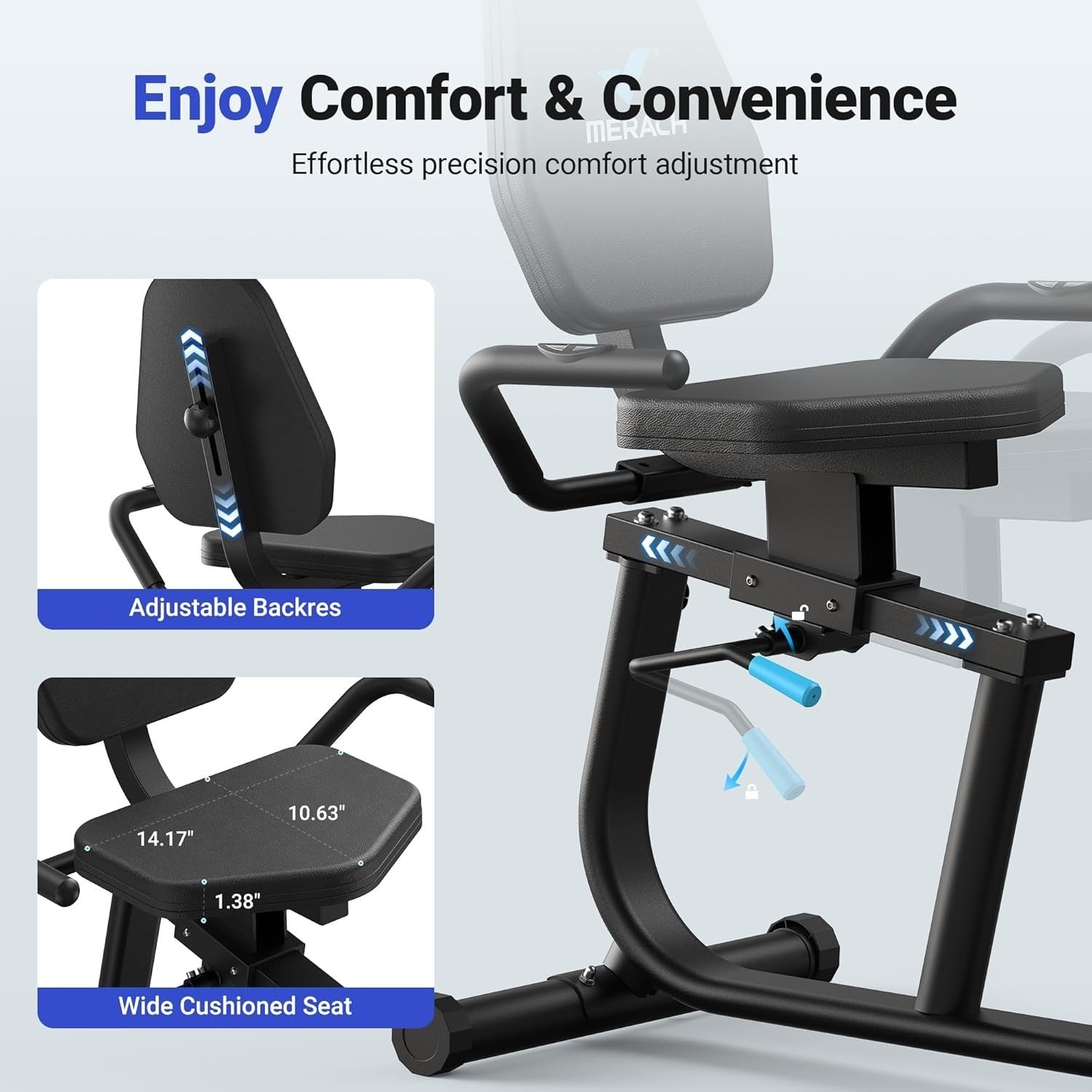 Recumbent Exercise Bike Bluetooth App LCD Heart Rate Quiet Magnetic Home Gym