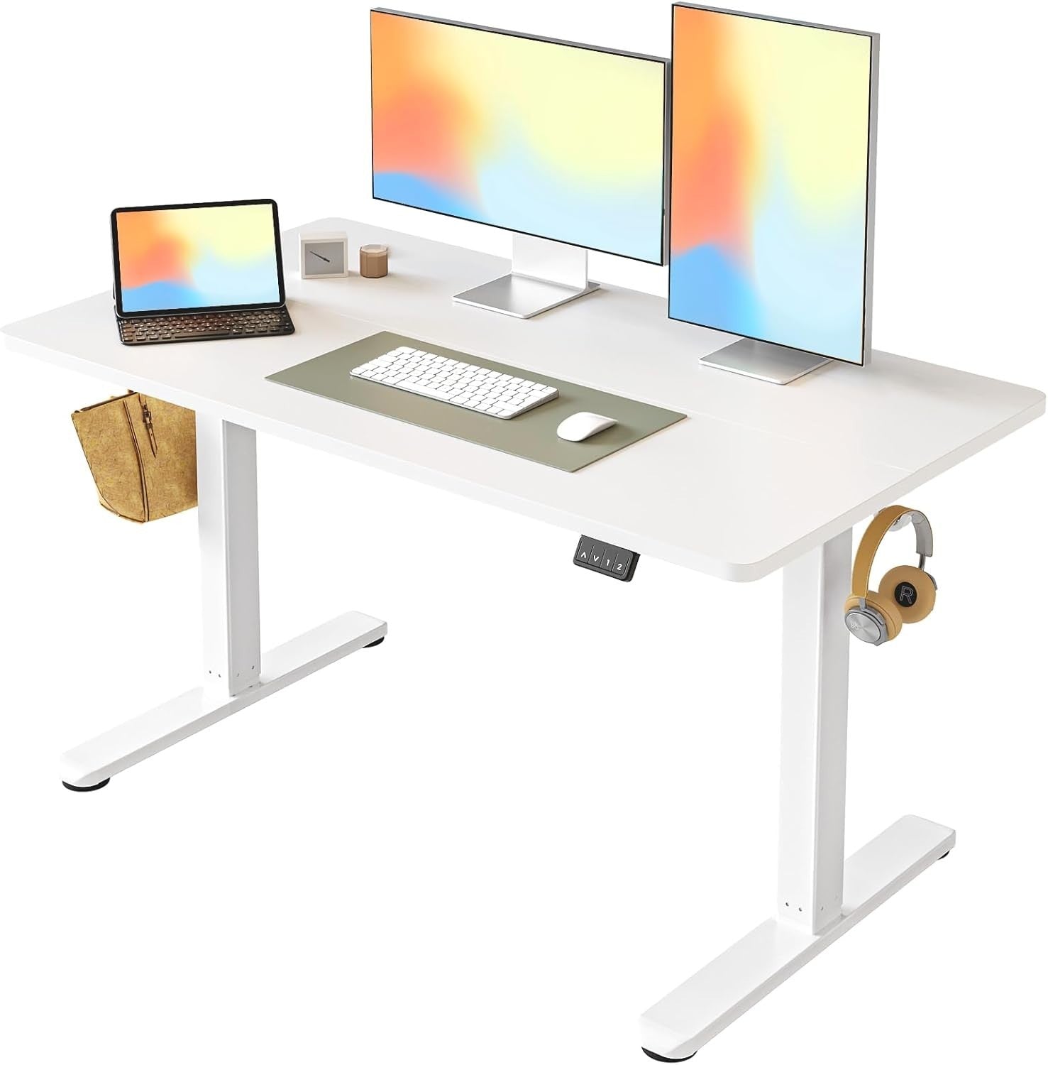 White Electric Standing Desk 120x60cm Adjustable Sit Stand Home Office