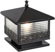 Modern Patio Pillar Light – Black Outdoor Post Lantern (21.2in)