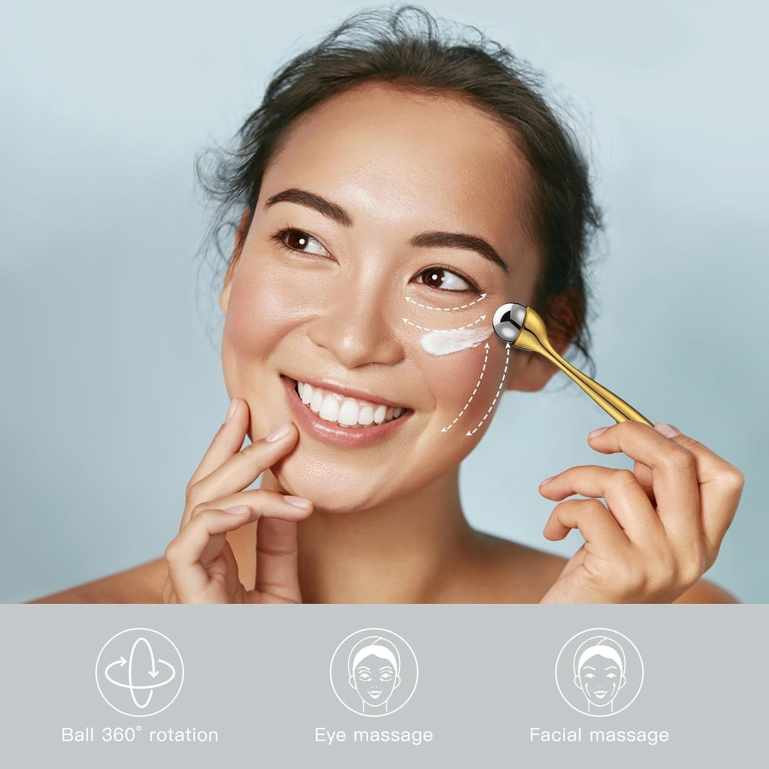 Metal Eye Cream Roller Wand Face Massager Puffiness