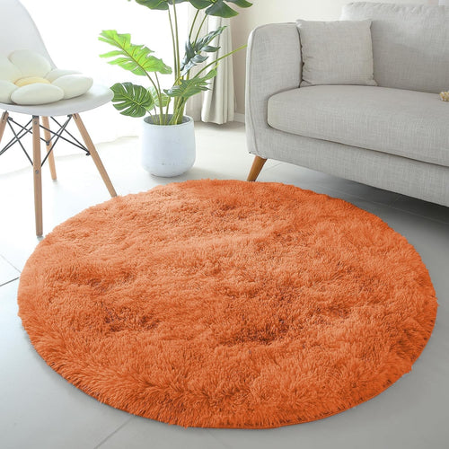 Round Fluffy Rug Set 120x120cm 2pcs Soft Shaggy Anti Slip Plush Carpet