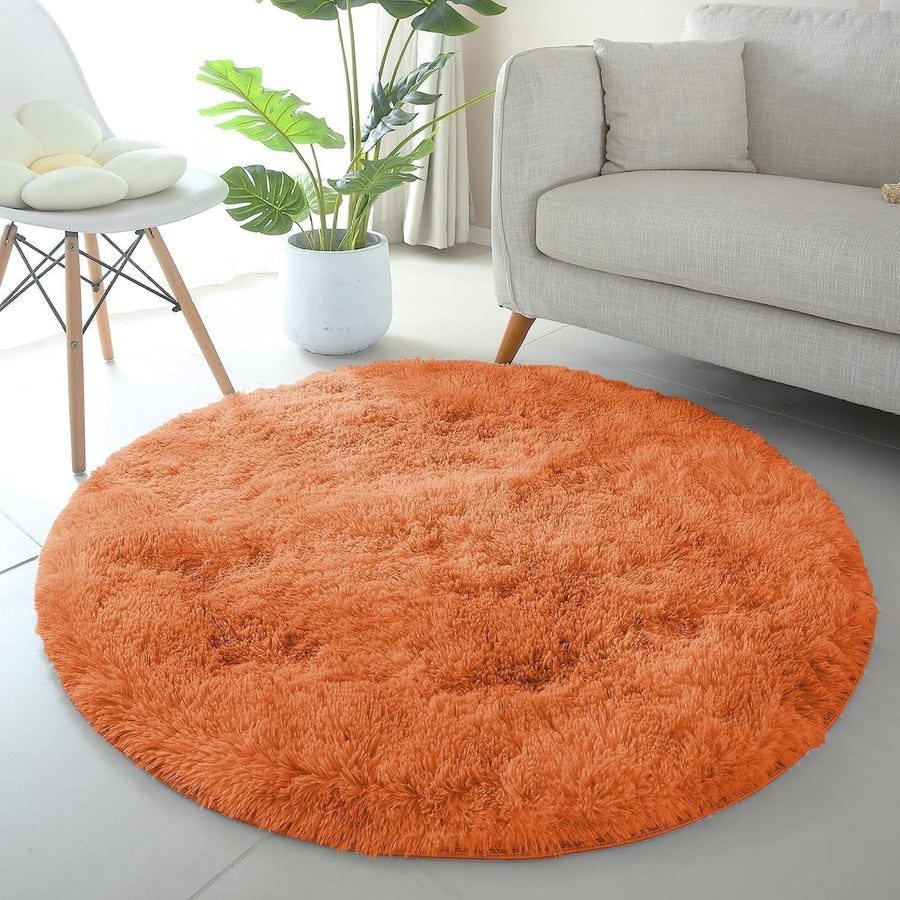 Round Fluffy Rug Set 120x120cm 2pcs Soft Shaggy Anti Slip Plush Carpet