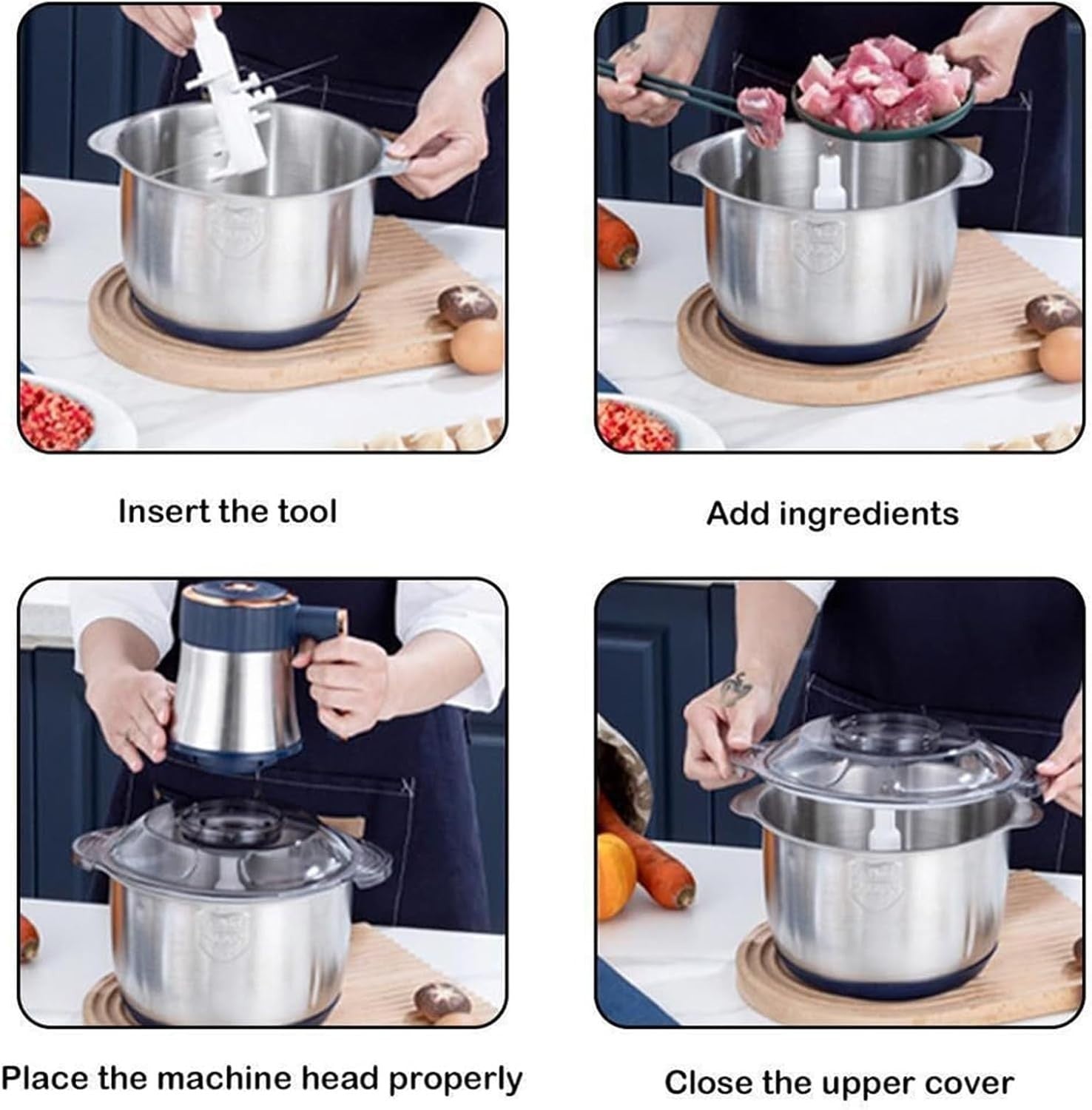 500W Electric Food Chopper 5L Meat Grinder Vegetable Processor Blue