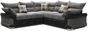 Grey L-Shape 5 Seater Leather & Fabric Sofa – Comfy Jumbo Cord Corner Couch