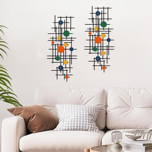 Set of 2 Geometric Metal Wall Art Modern 3D Abstract Decor