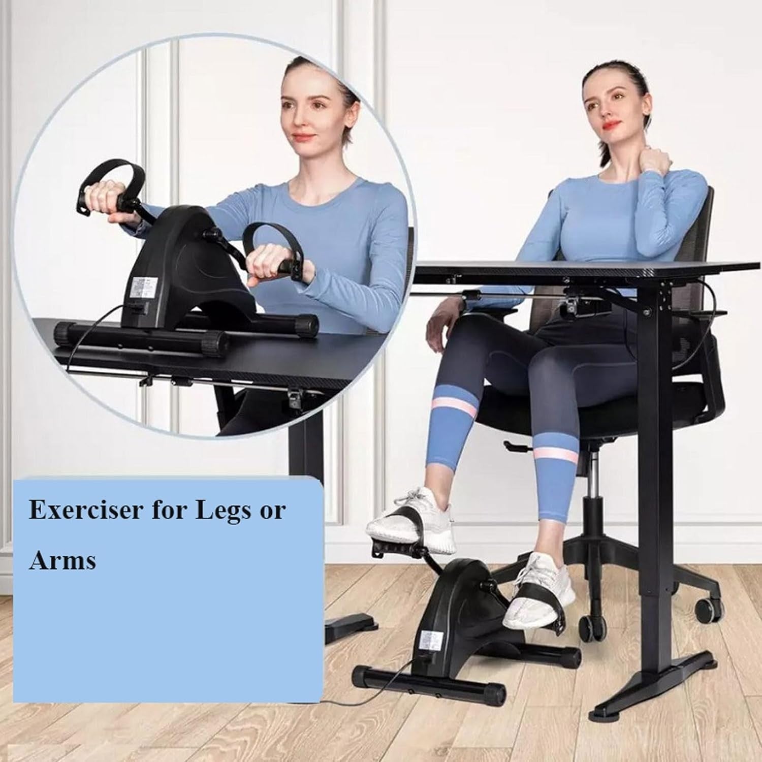 Compact Under Desk Elliptical Pedal Trainer LCD Rehab Arm Leg