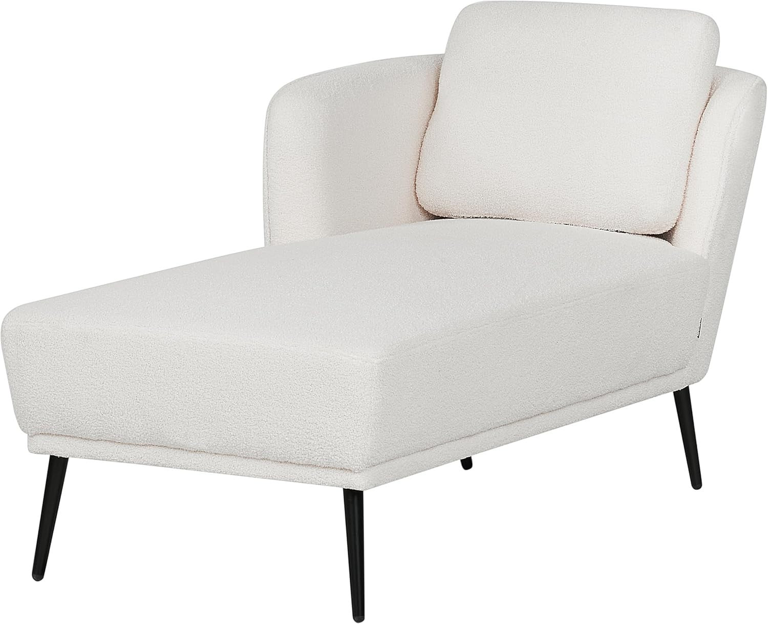 Retro Boucle Chaise Lounge Sofa Right Armrest Off-White Metal Legs